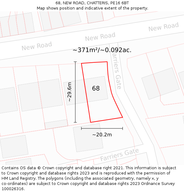 68, NEW ROAD, CHATTERIS, PE16 6BT: Plot and title map
