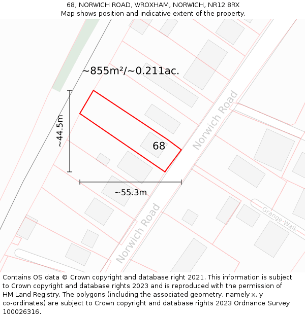 68, NORWICH ROAD, WROXHAM, NORWICH, NR12 8RX: Plot and title map