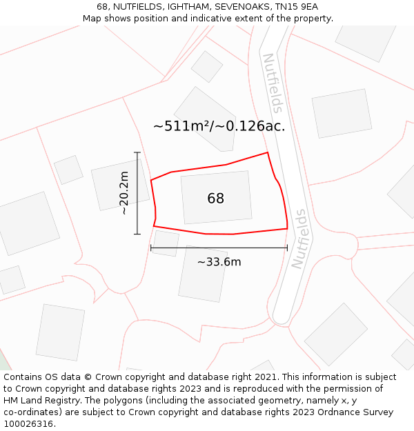 68, NUTFIELDS, IGHTHAM, SEVENOAKS, TN15 9EA: Plot and title map