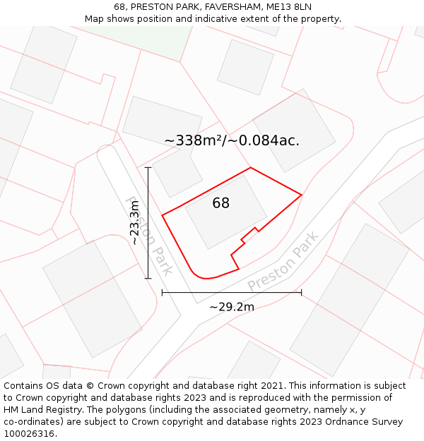 68, PRESTON PARK, FAVERSHAM, ME13 8LN: Plot and title map