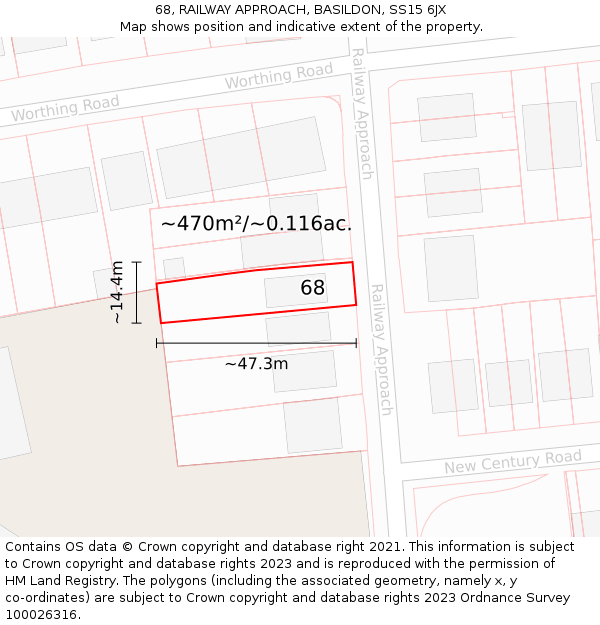 68, RAILWAY APPROACH, BASILDON, SS15 6JX: Plot and title map