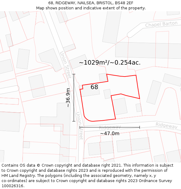 68, RIDGEWAY, NAILSEA, BRISTOL, BS48 2EF: Plot and title map