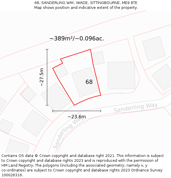 68, SANDERLING WAY, IWADE, SITTINGBOURNE, ME9 8TE: Plot and title map
