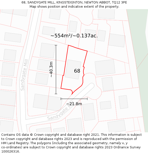 68, SANDYGATE MILL, KINGSTEIGNTON, NEWTON ABBOT, TQ12 3PE: Plot and title map