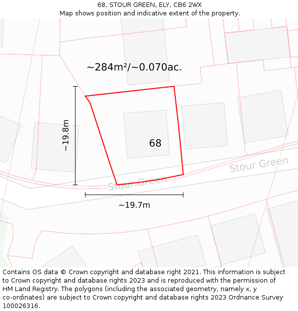 68, STOUR GREEN, ELY, CB6 2WX: Plot and title map