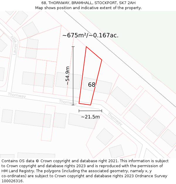 68, THORNWAY, BRAMHALL, STOCKPORT, SK7 2AH: Plot and title map
