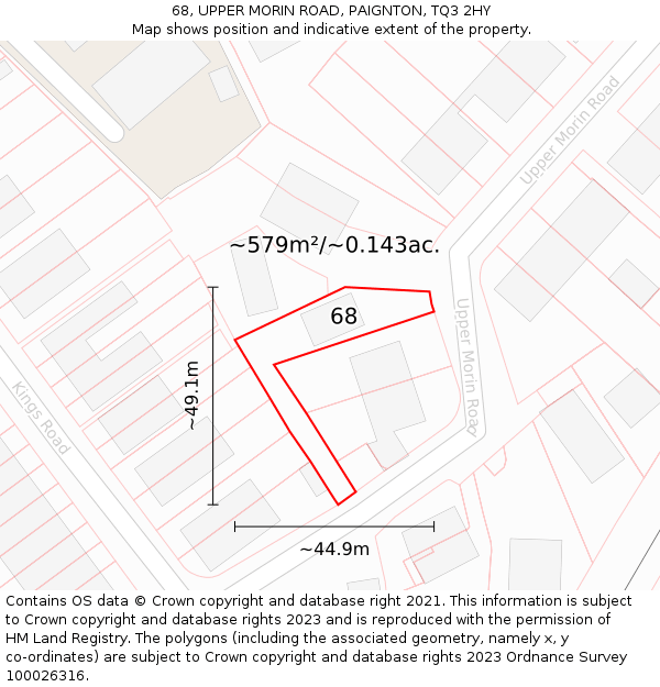 68, UPPER MORIN ROAD, PAIGNTON, TQ3 2HY: Plot and title map