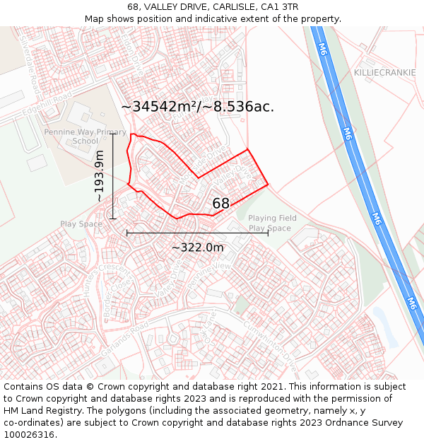 68, VALLEY DRIVE, CARLISLE, CA1 3TR: Plot and title map