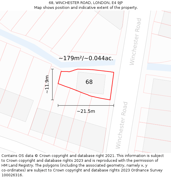 68, WINCHESTER ROAD, LONDON, E4 9JP: Plot and title map