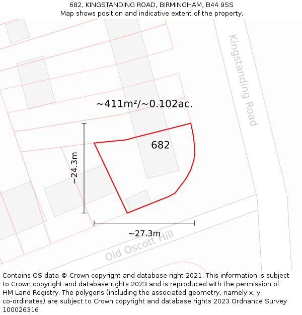 682, KINGSTANDING ROAD, BIRMINGHAM, B44 9SS: Plot and title map