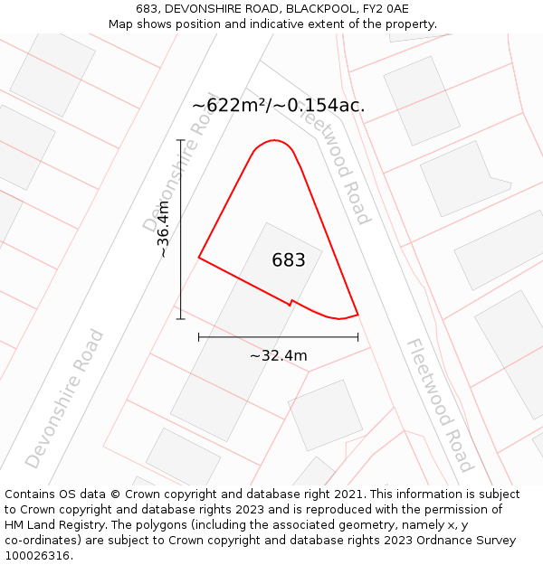 683, DEVONSHIRE ROAD, BLACKPOOL, FY2 0AE: Plot and title map