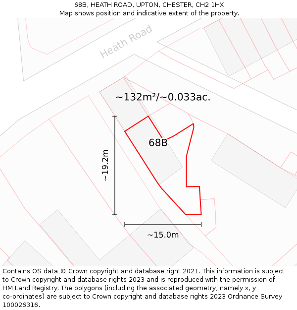 68B, HEATH ROAD, UPTON, CHESTER, CH2 1HX: Plot and title map