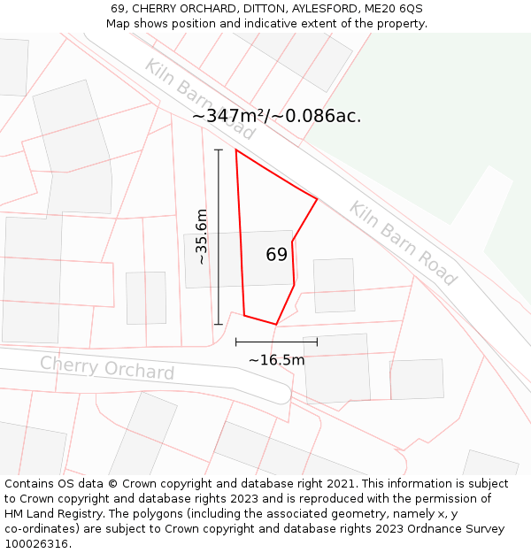 69, CHERRY ORCHARD, DITTON, AYLESFORD, ME20 6QS: Plot and title map