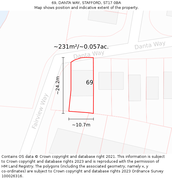 69, DANTA WAY, STAFFORD, ST17 0BA: Plot and title map