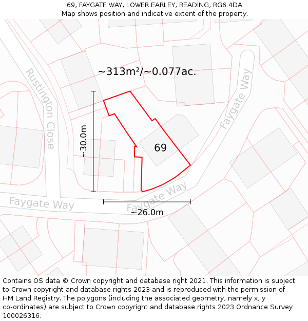 69, FAYGATE WAY, LOWER EARLEY, READING, RG6 4DA: Plot and title map