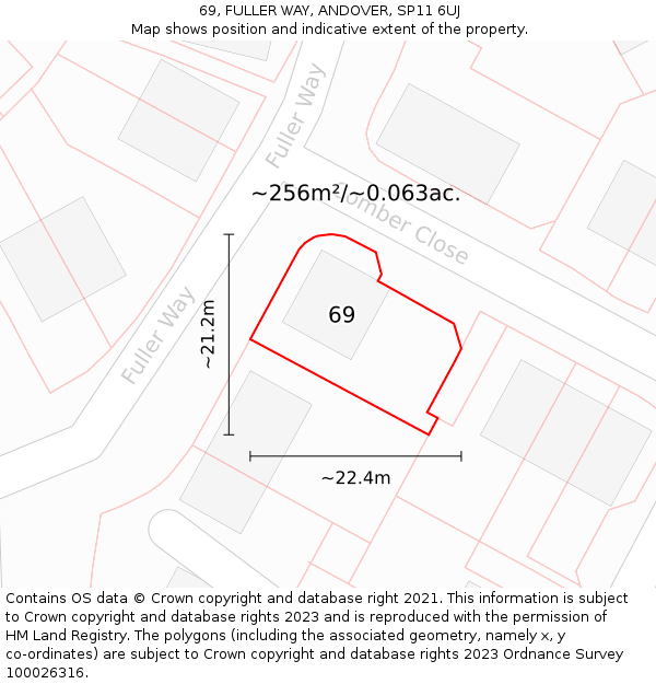 69, FULLER WAY, ANDOVER, SP11 6UJ: Plot and title map