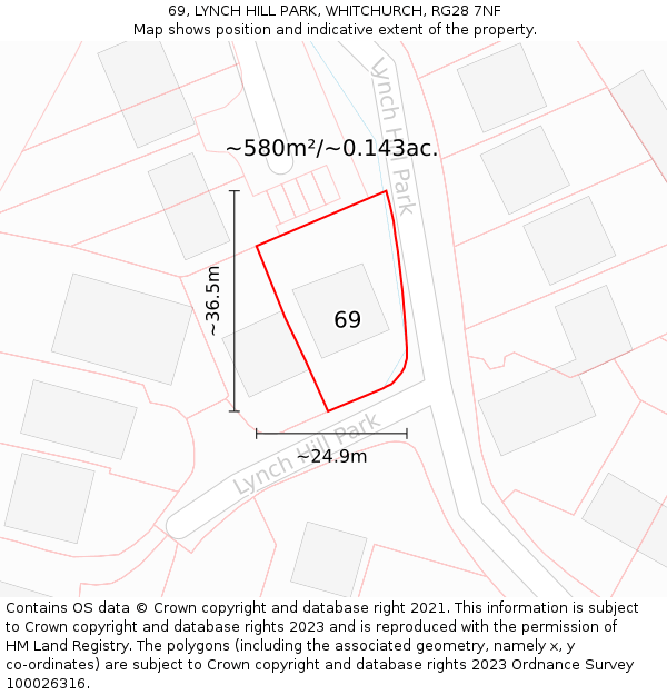 69, LYNCH HILL PARK, WHITCHURCH, RG28 7NF: Plot and title map