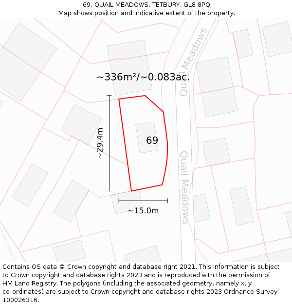 69, QUAIL MEADOWS, TETBURY, GL8 8PQ: Plot and title map