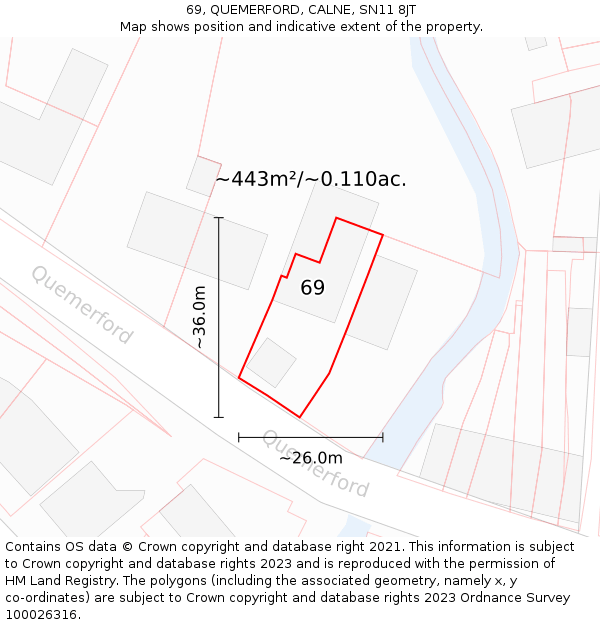 69, QUEMERFORD, CALNE, SN11 8JT: Plot and title map