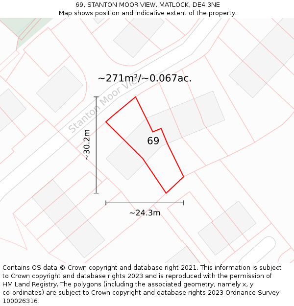 69, STANTON MOOR VIEW, MATLOCK, DE4 3NE: Plot and title map