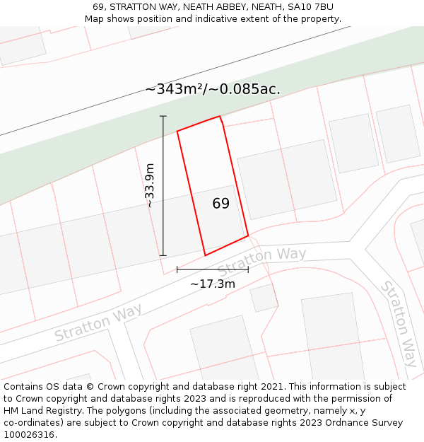 69, STRATTON WAY, NEATH ABBEY, NEATH, SA10 7BU: Plot and title map