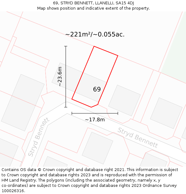 69, STRYD BENNETT, LLANELLI, SA15 4DJ: Plot and title map