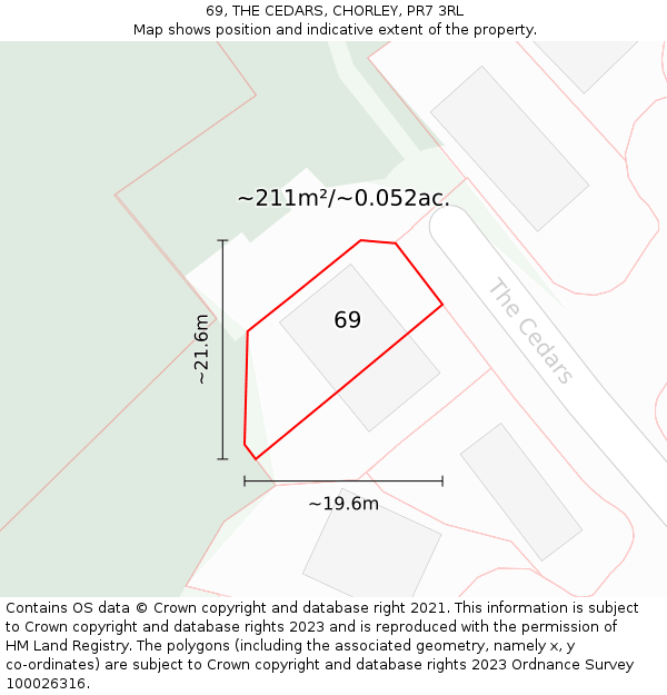 69, THE CEDARS, CHORLEY, PR7 3RL: Plot and title map
