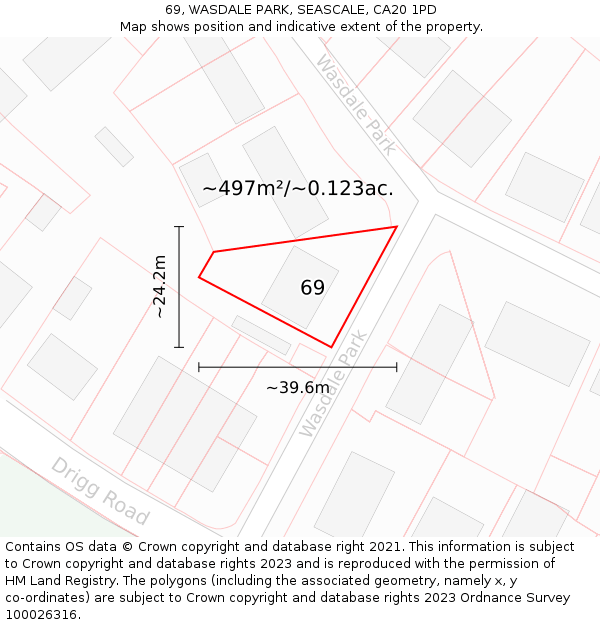 69, WASDALE PARK, SEASCALE, CA20 1PD: Plot and title map