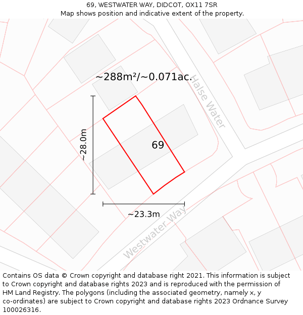69, WESTWATER WAY, DIDCOT, OX11 7SR: Plot and title map