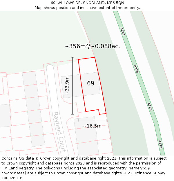 69, WILLOWSIDE, SNODLAND, ME6 5QN: Plot and title map