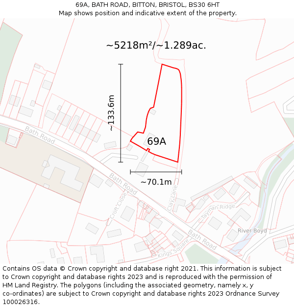 69A, BATH ROAD, BITTON, BRISTOL, BS30 6HT: Plot and title map