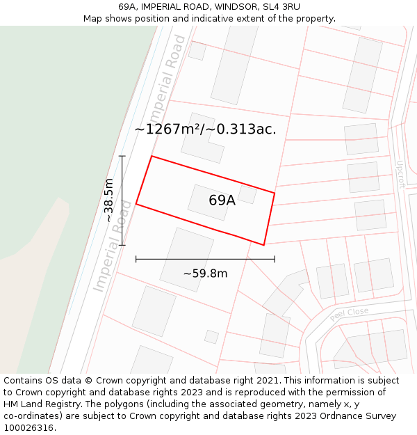 69A, IMPERIAL ROAD, WINDSOR, SL4 3RU: Plot and title map
