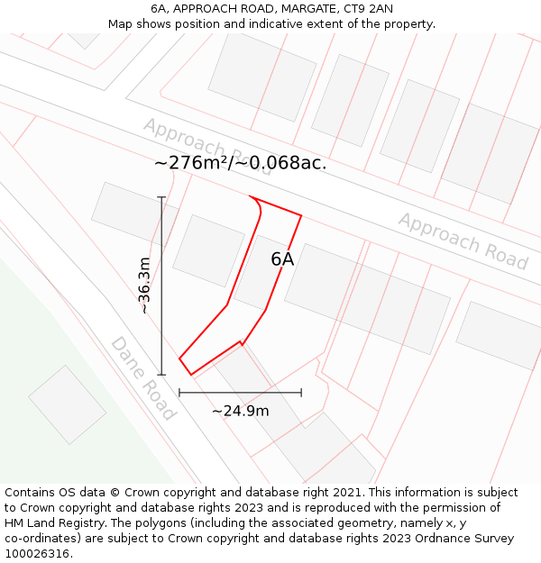 6A, APPROACH ROAD, MARGATE, CT9 2AN: Plot and title map