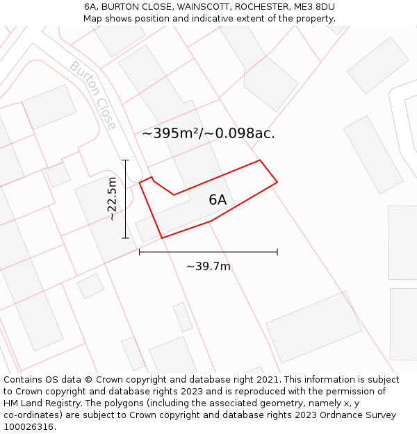 6A, BURTON CLOSE, WAINSCOTT, ROCHESTER, ME3 8DU: Plot and title map