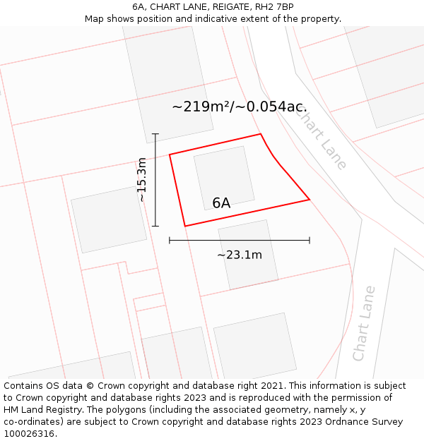 6A, CHART LANE, REIGATE, RH2 7BP: Plot and title map