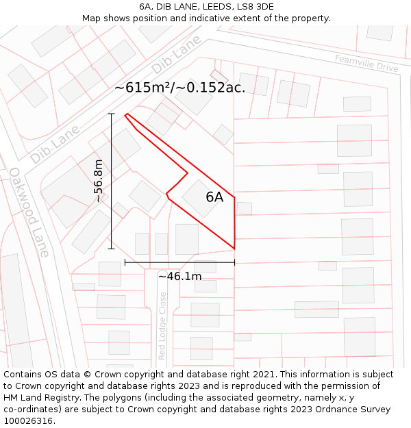 6A, DIB LANE, LEEDS, LS8 3DE: Plot and title map