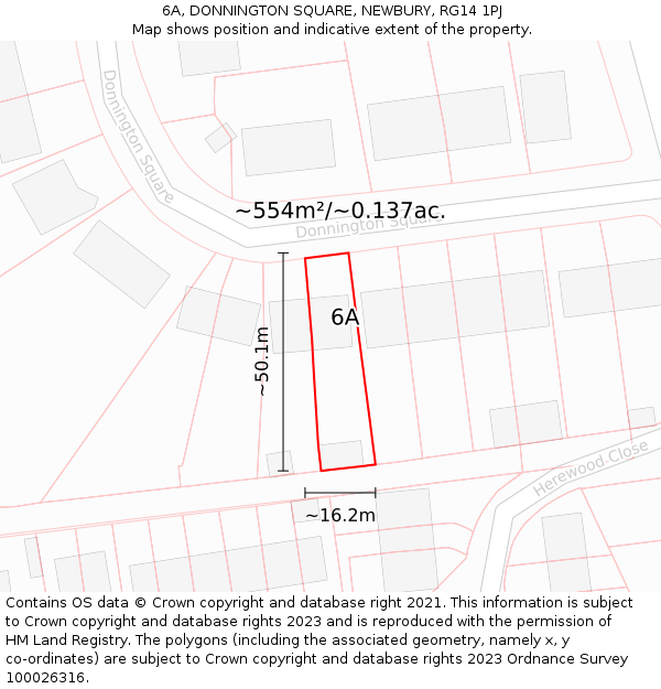 6A, DONNINGTON SQUARE, NEWBURY, RG14 1PJ: Plot and title map