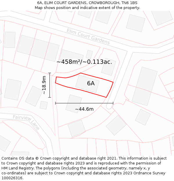 6A, ELIM COURT GARDENS, CROWBOROUGH, TN6 1BS: Plot and title map