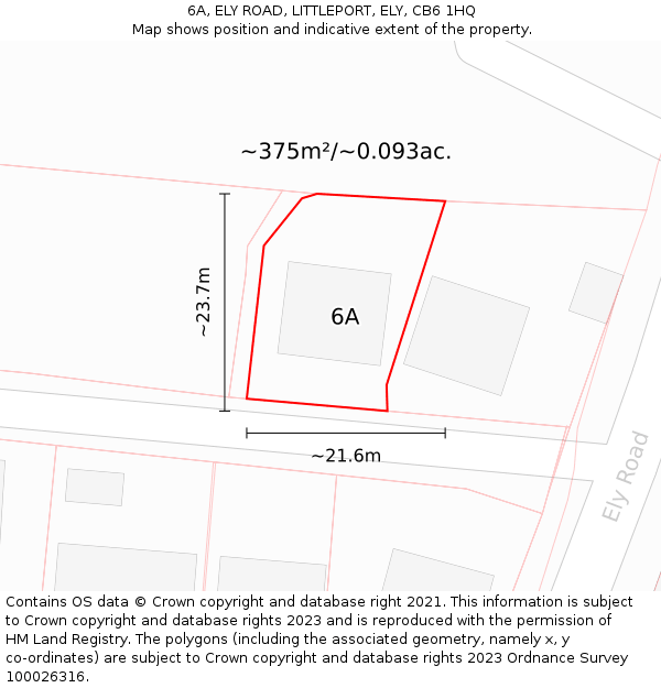 6A, ELY ROAD, LITTLEPORT, ELY, CB6 1HQ: Plot and title map