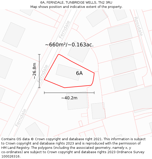 6A, FERNDALE, TUNBRIDGE WELLS, TN2 3RU: Plot and title map