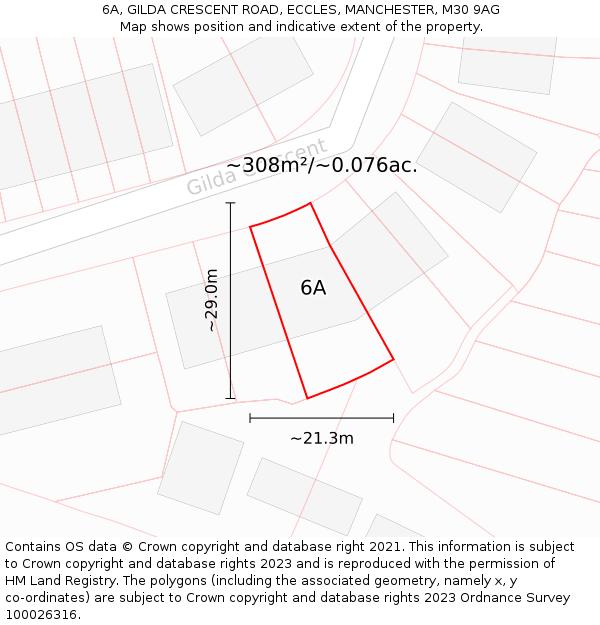 6A, GILDA CRESCENT ROAD, ECCLES, MANCHESTER, M30 9AG: Plot and title map