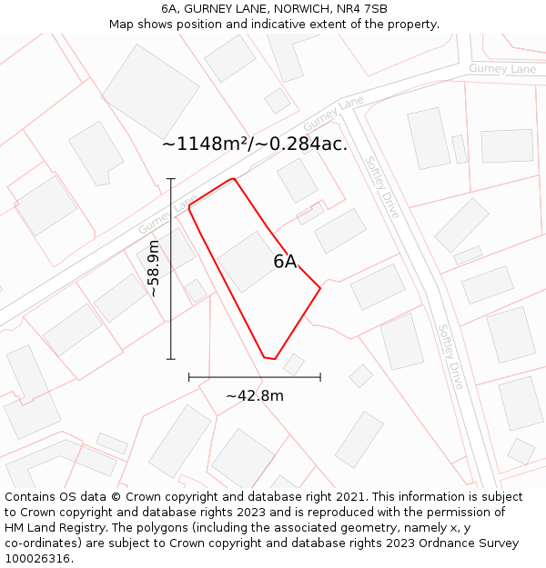 6A, GURNEY LANE, NORWICH, NR4 7SB: Plot and title map