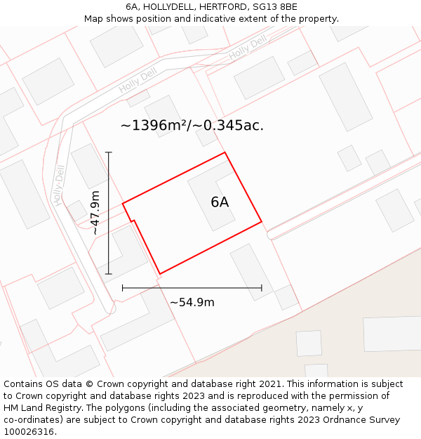 6A, HOLLYDELL, HERTFORD, SG13 8BE: Plot and title map