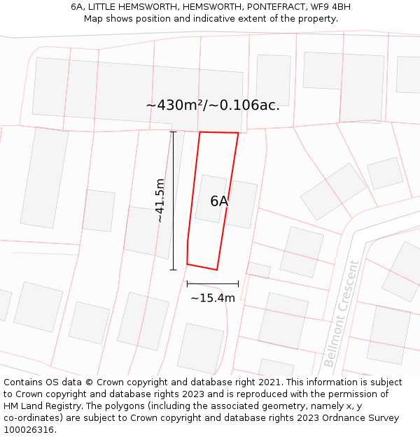 6A, LITTLE HEMSWORTH, HEMSWORTH, PONTEFRACT, WF9 4BH: Plot and title map