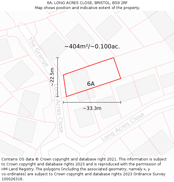 6A, LONG ACRES CLOSE, BRISTOL, BS9 2RF: Plot and title map