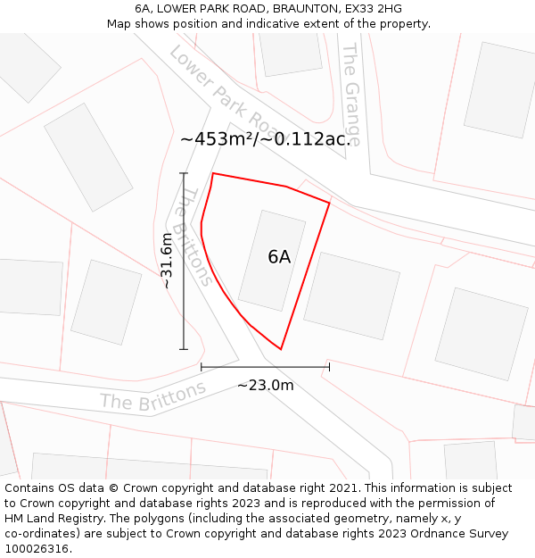 6A, LOWER PARK ROAD, BRAUNTON, EX33 2HG: Plot and title map