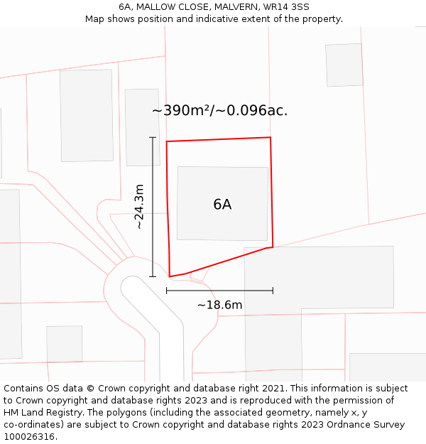 6A, MALLOW CLOSE, MALVERN, WR14 3SS: Plot and title map
