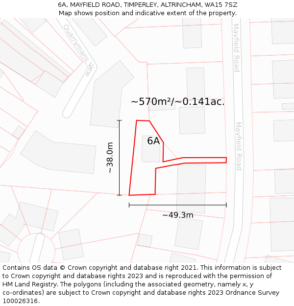6A, MAYFIELD ROAD, TIMPERLEY, ALTRINCHAM, WA15 7SZ: Plot and title map