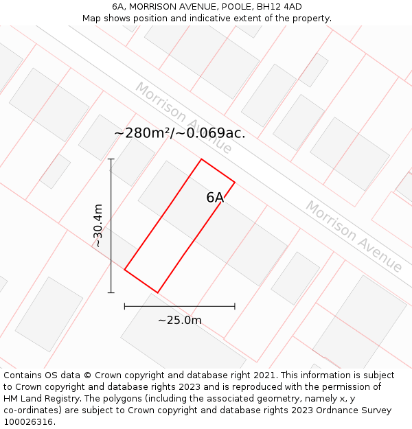 6A, MORRISON AVENUE, POOLE, BH12 4AD: Plot and title map