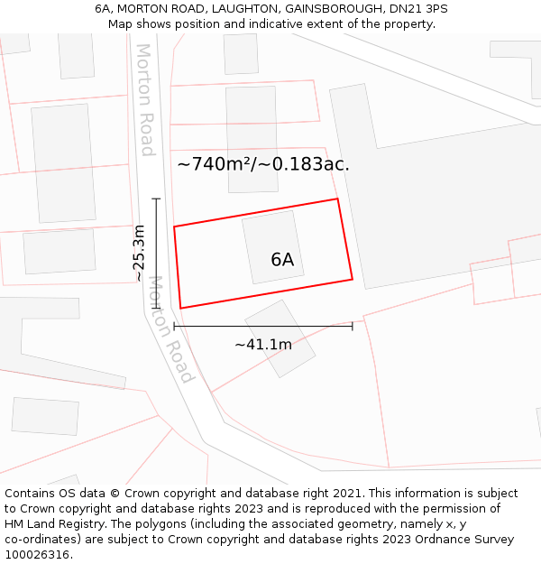 6A, MORTON ROAD, LAUGHTON, GAINSBOROUGH, DN21 3PS: Plot and title map